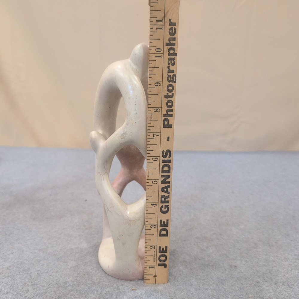 Kenya Hand Carved Soapstone‎ Family Unity Sculpture Pink Cream Abstract Art - Picture 6 of 6
